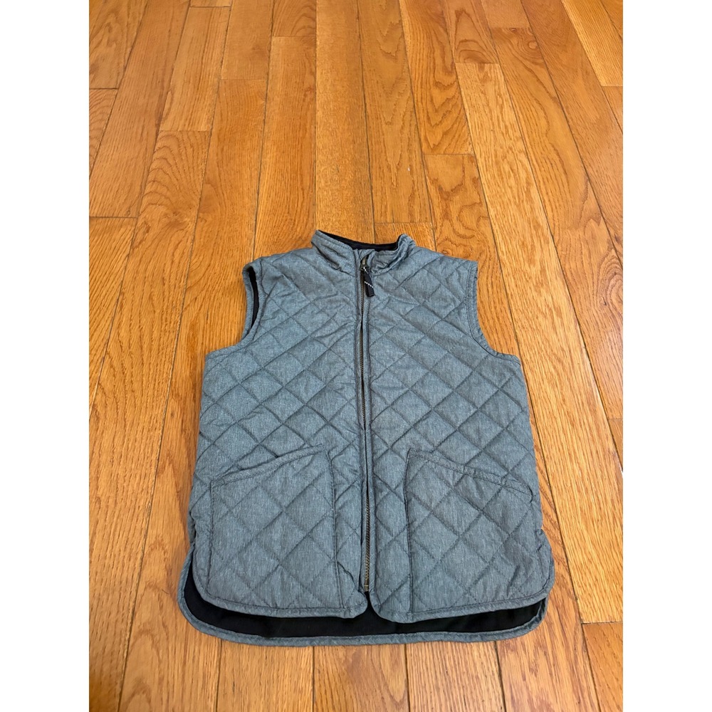 Class Club Boys Grey Quilted Fleece Lined Full Zip Vest Sz 4/5 Mock Neck Pockets